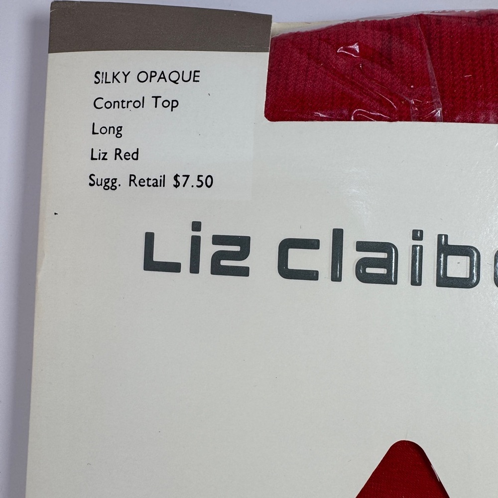 Liz Claiborne Silky Opaque Control Top Pantyhose tights Size Long Liz Red color - Picture 2 of 4